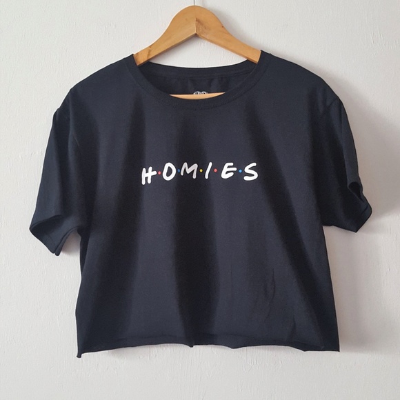 By Produce Tops - NWOT 90s INSPIRED "HOMIES" BLACK CROP TOP XS